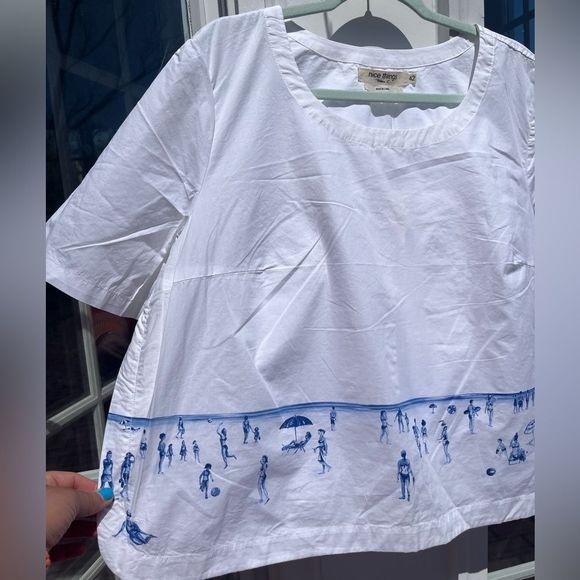 Anthropologie Nice Things Paloma S Beach Scene Top NWT RARE! - Picture 3 of 9
